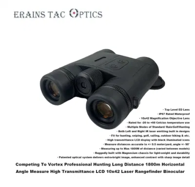 Competing to Vortex Hunting Max 1800m Horizontal Angle Measure High Transmittance LCD Ipx7 Rated 10X42 Laser Rangefinder Binocular